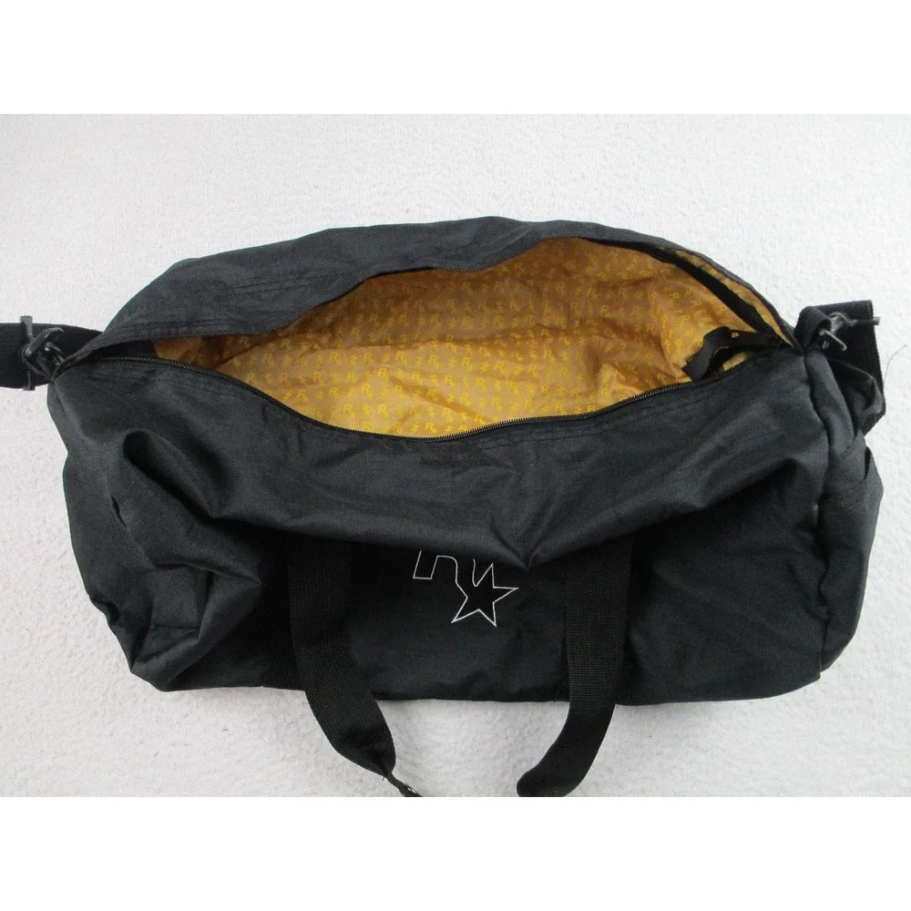 Rockstar Games Duffel Bag Black‎ Ripstop Shoulder Strap Yellow Lining R* Logo